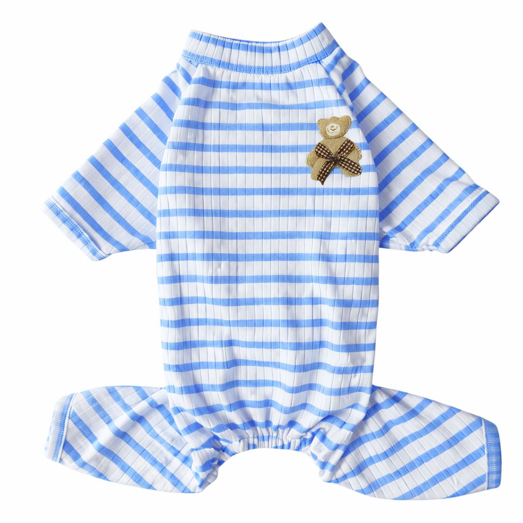 Blue Teddy Stripe Pet Pajamas