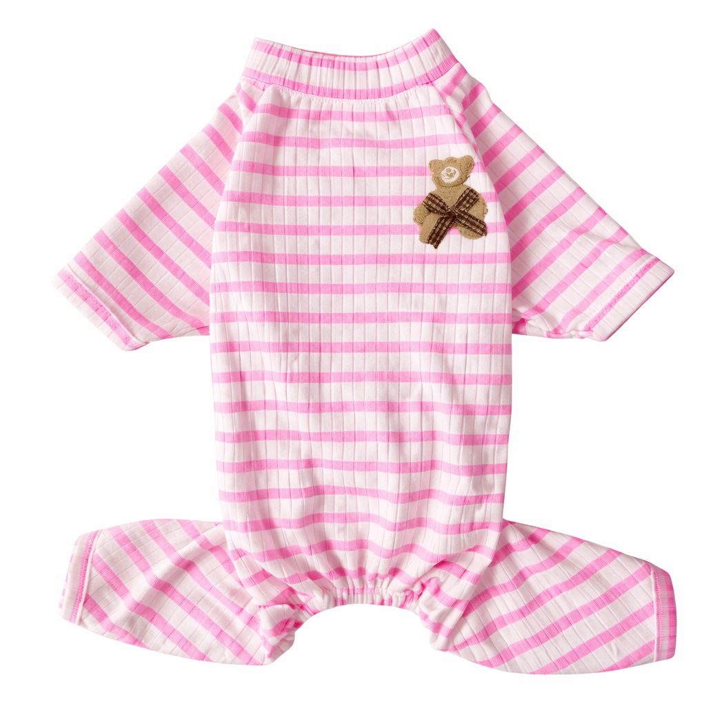 Pink  Teddy Stripe Pet Pajamas