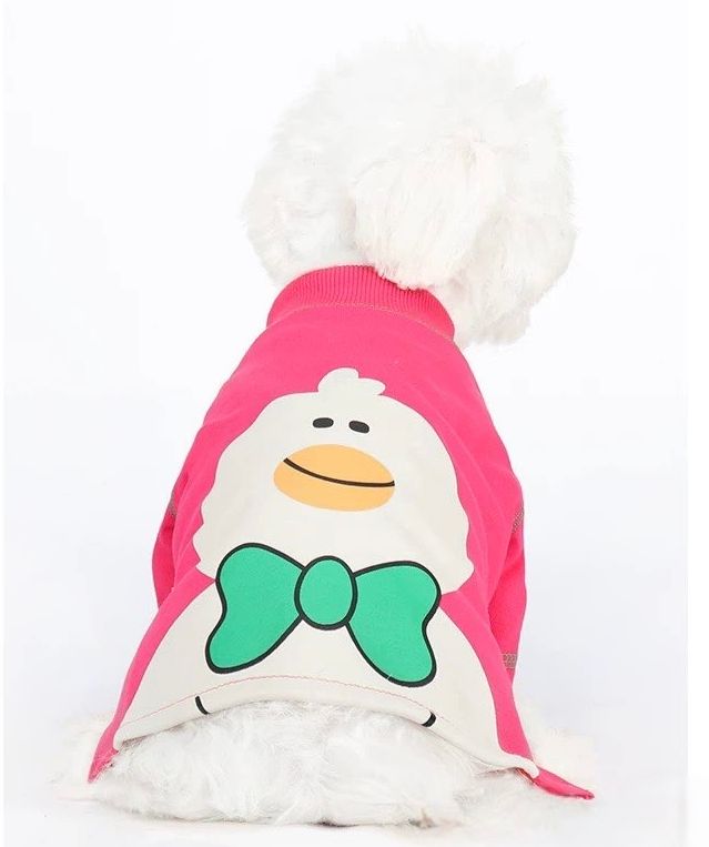 Duck-Bow pink dog sweater
